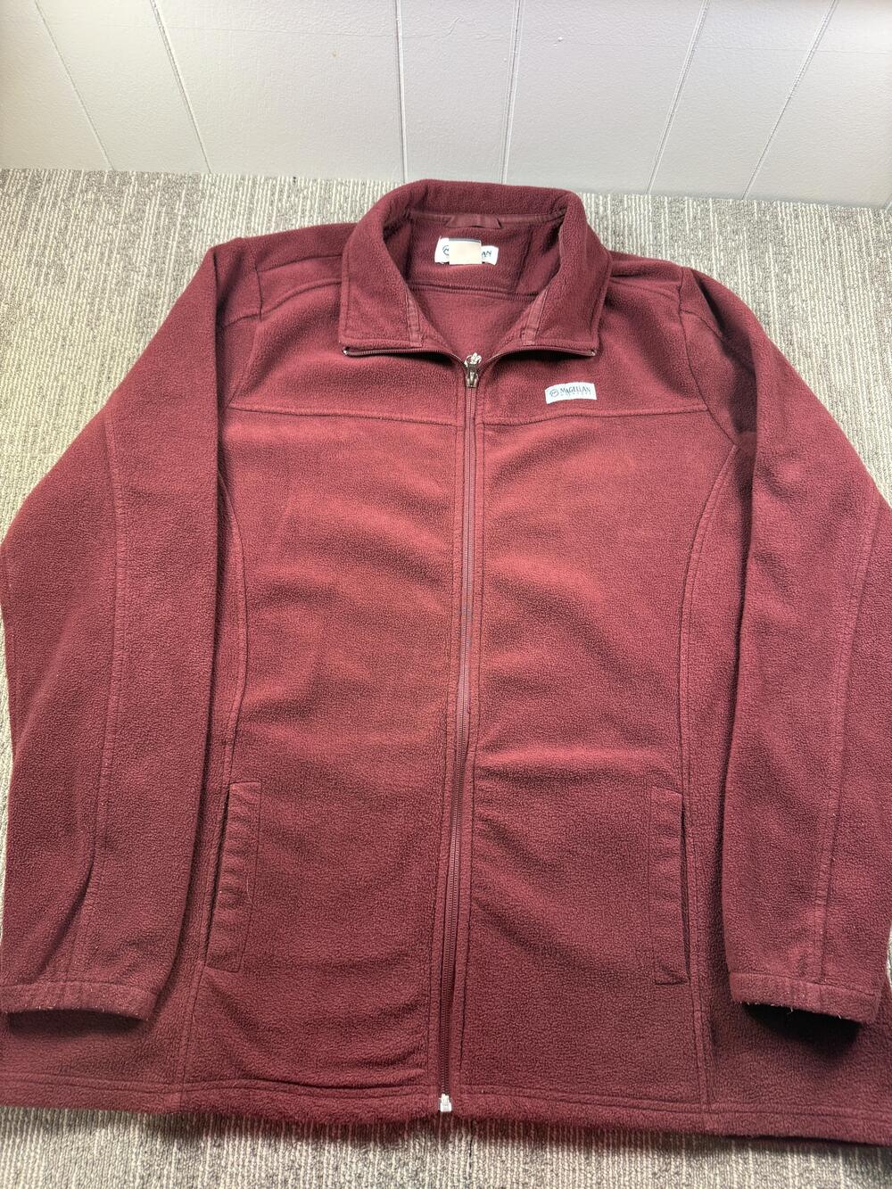 Magellan Outdoors Fleece Jacket Mens 2XL Red Full Zip Stand Collar Warm Outdoor